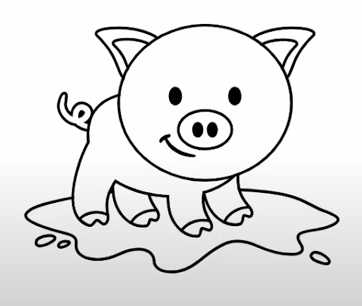 black and white cartoon pig vector image