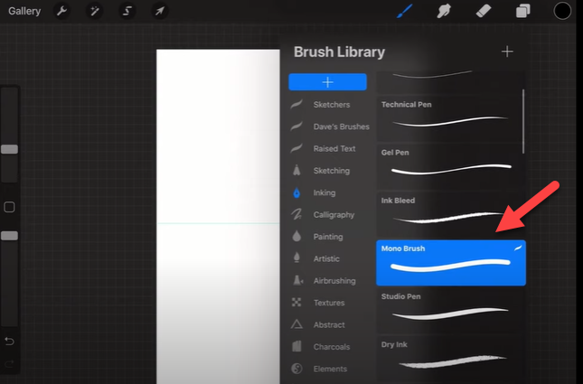 Brush library in Procreate app