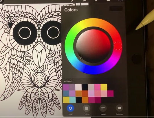 Color palette in Procreate app