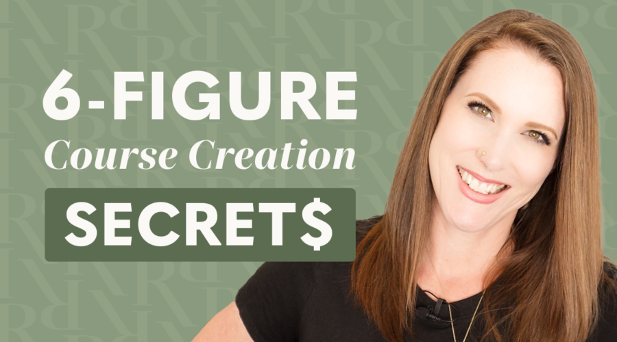 image of Rachel Harrison-Sund with words "6-Figure Course Creation Secrets"