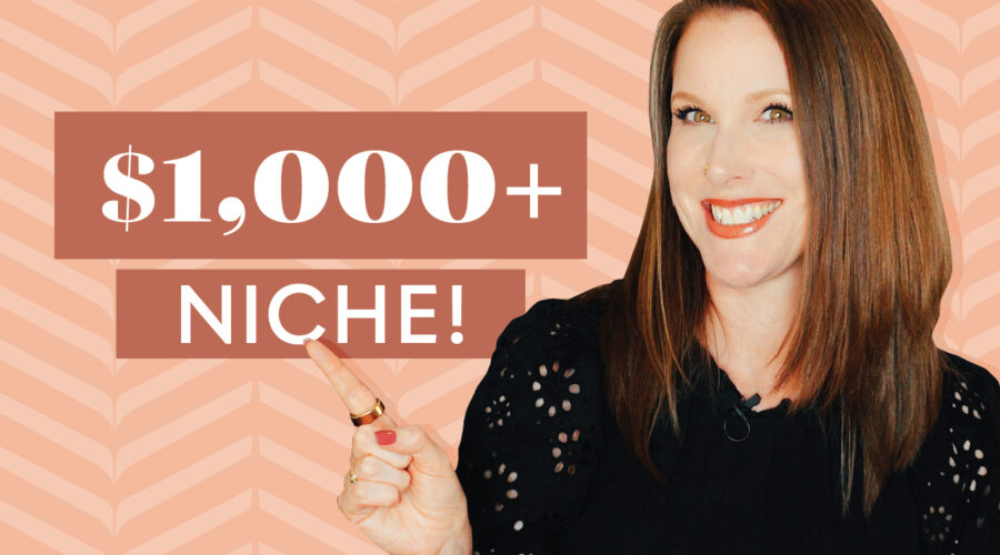 image of Rachel Harrison-Sund pointing to words $1,000+ Niche!